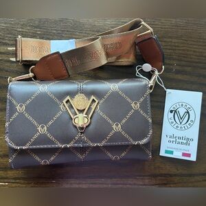 Valentino Orlandi Brown and Gold Clutch NWT